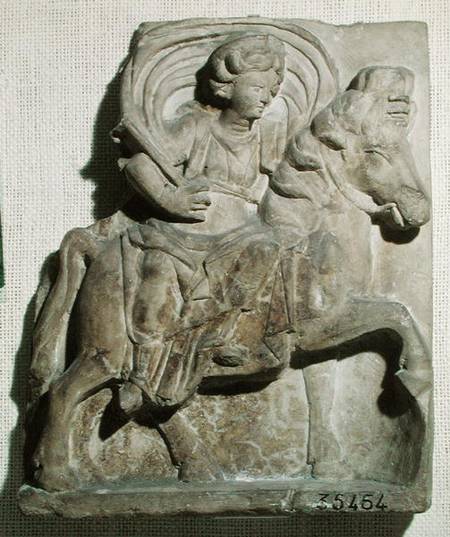 Relief of Epona, Gaulish goddess, protector of horses, riders and travellers, from Gannat, Allier von Gallo-Roman