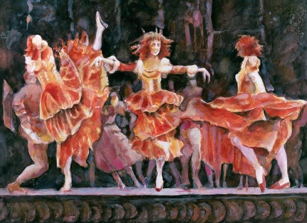 Scene from Romeo and Juliet, Royal Ballet, Covent Garden (w/c on paper) 
