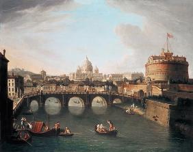 A View of Rome with the Bridge and Castel St. Angelo by the Tiber