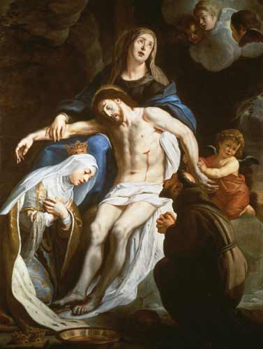 Pieta with St. Francis of Assisi (c.1181-1226) and St. Elizabeth of Hungary (1207-31) von Gaspard de Crayer