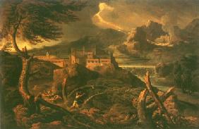 Gewitterlandschaft mit Blitz 1665