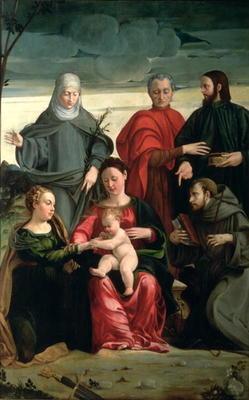 The Mystic Marriage of St. Catherine with St. Francis, St. Clare, St. Cosmas and St. Damian 13th