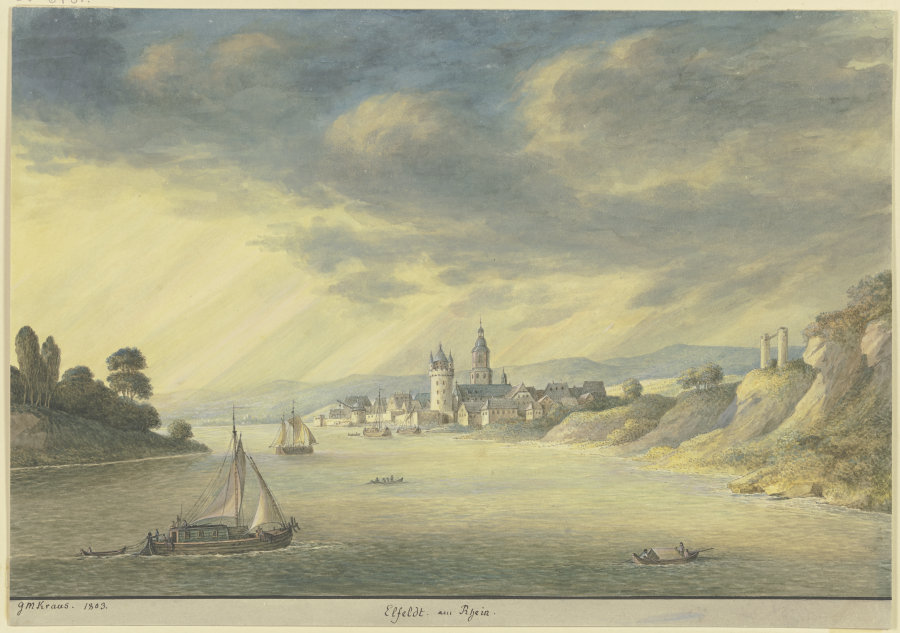 Ansicht von Eltville am Rhein von Georg Melchior Kraus