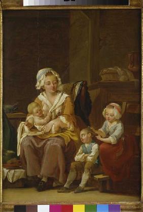 Mutter mit drei Kindern, um 1770