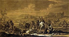 After the Battle, 1695, engraved by Christian Rugendas (1708-81) c.1740 (engraving) 17th