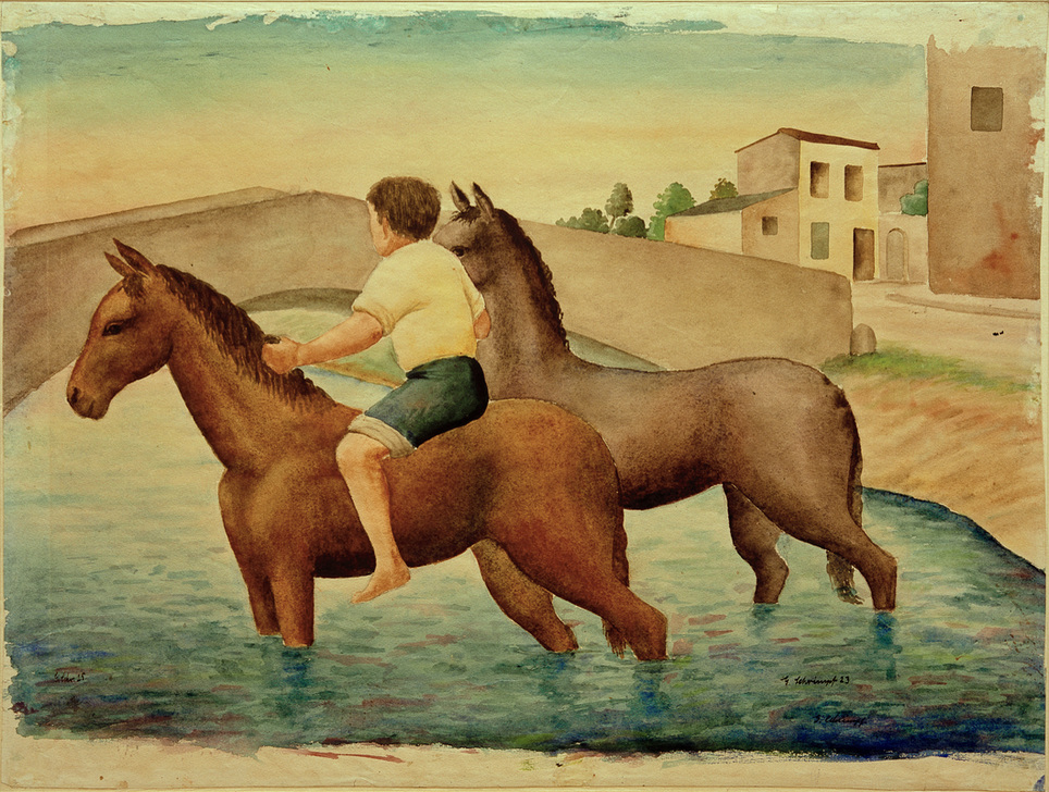 Pferdeschwemme von Georg Schrimpf