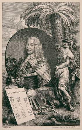 König Georg II von Großbritannien und Irland (Allegorie auf die Gründung der Universität Göttingen?) Um 1737