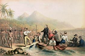 The Return of the Rev. John Williams at Tanna in the South Seas, the day before he was massacred (pr 1856