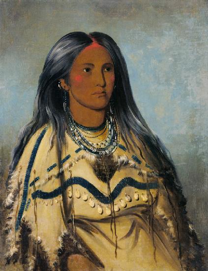 'Mint', a Mandan Indian girl, 1832 (colour litho) 19th