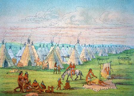 Sioux Camp Scene, 1841 (w/c & ink on paper) 19th