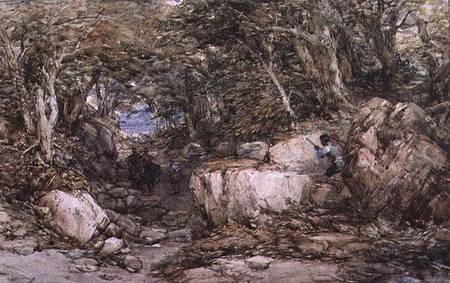 Forest Glen with Travellers Approaching an Ambuscade von George Cattermole