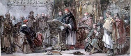 A Scene of Monastic Life: Preaching in the Church von George Cattermole