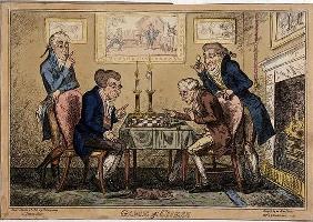 Game of Chess, published by H. Humphrey, London (coloured etching) 15h