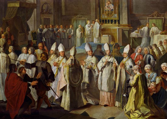 Die Bischofsweihe des Kurfürsten Clemens August durch Benedikt XIII. von George Desmarées