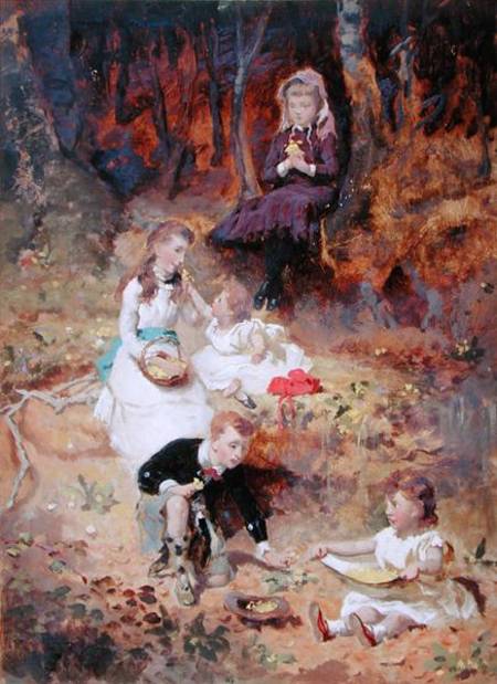 Five Children Playing in the Forest von George Elgar Hicks
