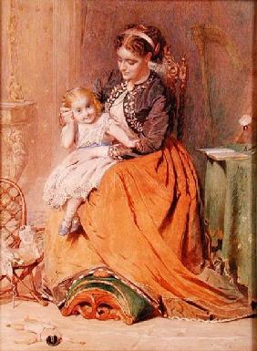 "Tick, Tick, Tick" - a girl sitting on her mother's lap listening to her gold watch ticking 1867  on