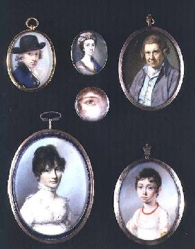 Portrait miniatures from LtoR and TtoB: Sir Thomas Terney; Unknown Woman; William Alton; Portrait of  c.from Lt