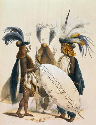 Zulu Soldiers of King Panda's Army, plate 20 from 'The Kafirs Illustrated', 1849 (litho) von George French Angas