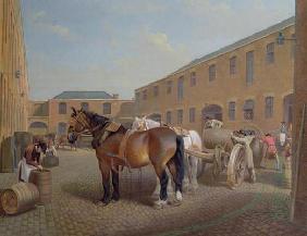 Loading the Drays at Whitbread Brewery, Chiswell Street, London, 1783 1552