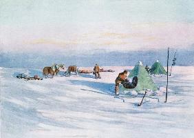 Organising the Camp, illustration from ''Nimrod in the Antarctic 1907-09'' written by Sir Ernest Sha