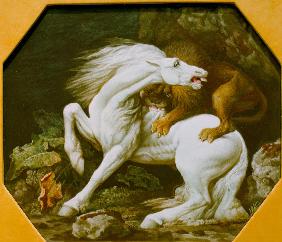 Löwe, ein Pferd attackierend 1769