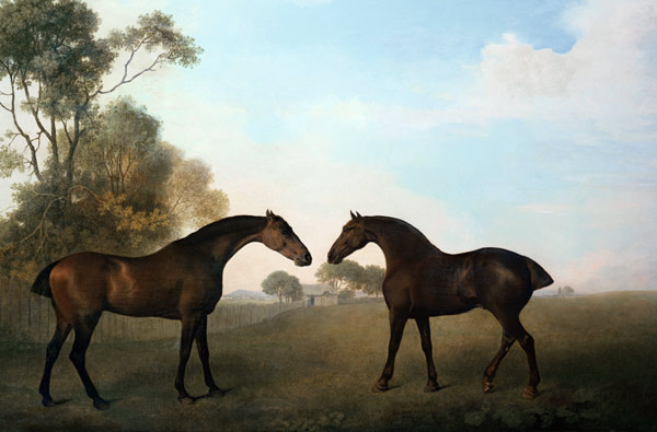 Two Hunters out at Grass von George Stubbs