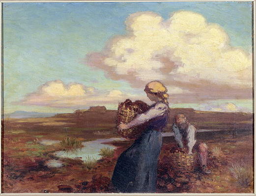 The Peat Gatherers (oil on canvas) von George William Russell