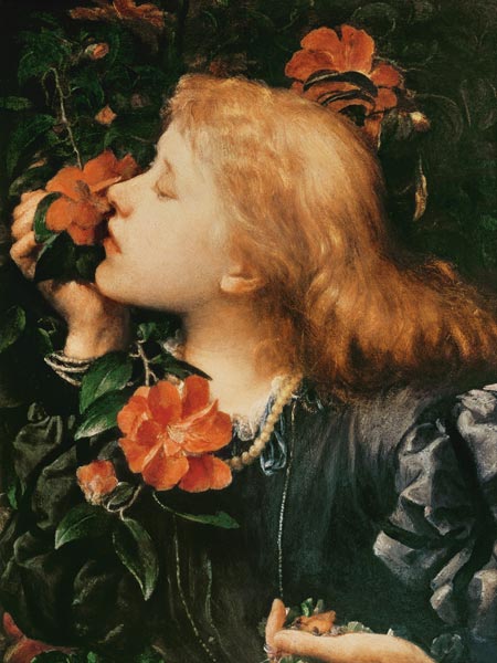 Portrait of Dame Ellen Terry (1847-1928) c.1864 (oil on strawboard) von George Frederic Watts