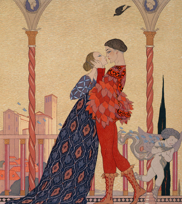 Lovers on a Balcony von Georges Barbier