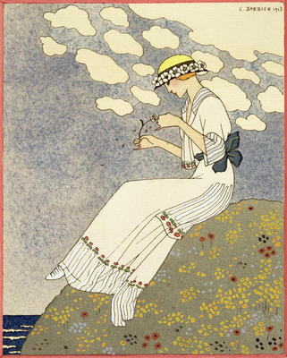 Un Peu..., design for a country dress by Paquin, 1913 (colour litho) von Georges Barbier