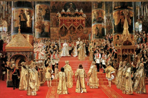 Die Krönung des Kaisers Alexander III. und Kaiserin Maria Fjodorowna von Georges Becker