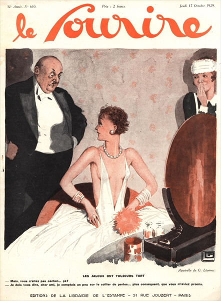 Front cover of ''Le Sourire'', October 1929 (colour litho)  von Georges Leonnec