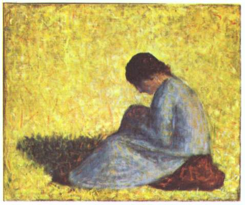Paysanne assise dans l'herbe von Georges Seurat