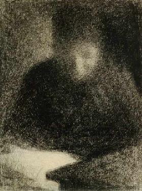 Seurat / Woman reading / Chalk Drawing