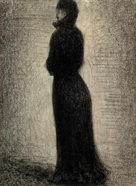 Seurat / Woman in black / Chalk Drawing von Georges Seurat