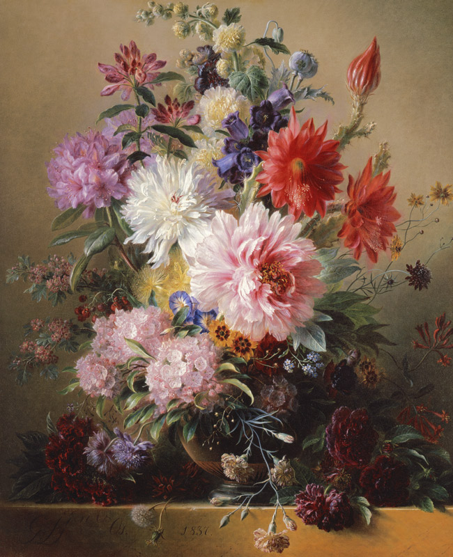 Still life with flowers von Georgius Jacobus Johannes van Os