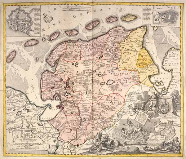 Landkarte von Ostfriesland 1730 von Gerhard Coldewey Ehrenreich