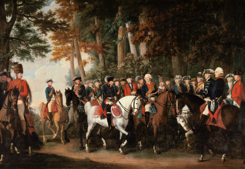 King Frederick II''s return from Preussen von Manoever, c.1785 von German School