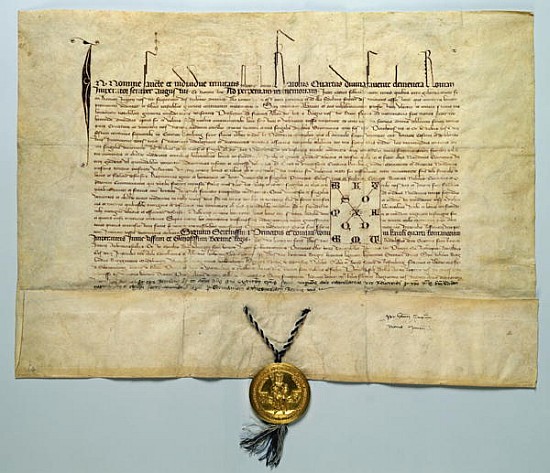 Bull of Charles IV (1316-78) Holy Roman Emperor, 29th January 1365 (ink on parchment with gold seal) von German School