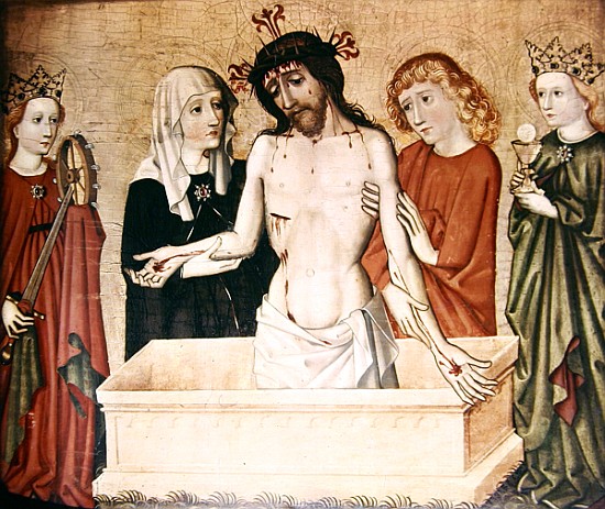 Christ at the sepulchre, supported his Mother and Saint John von German School