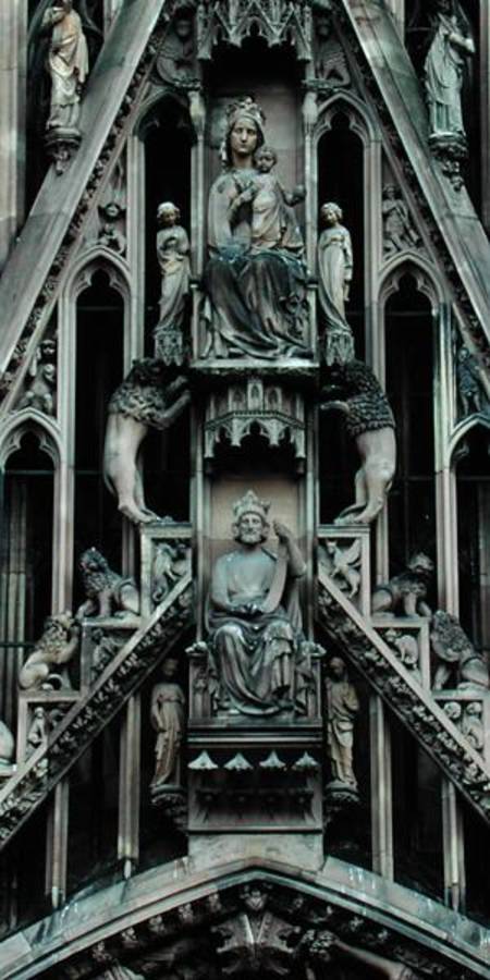 Detail of the Virgin and Child, from the gable above the central portal on the west facade von German School