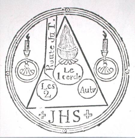 Magic Circle, copy of an illustration from 'Dreyfacher Hollenzwang' by Dr Faustens, Passau 1407, Rep von German School