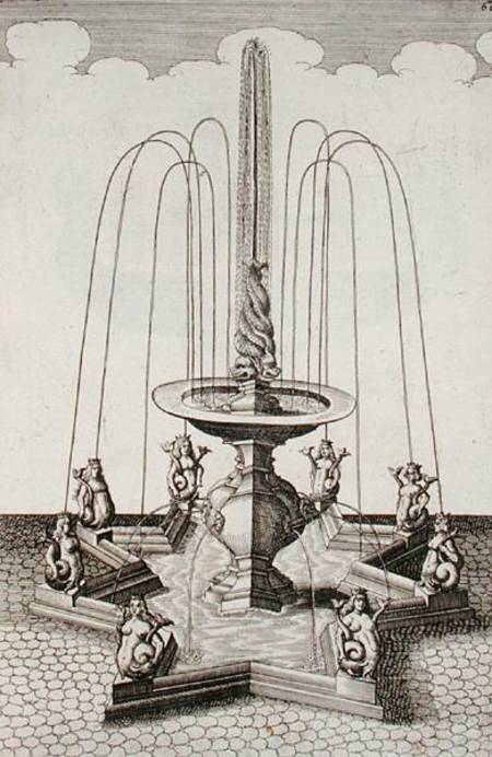 Mermaid fountain, from 'Architectura Curiosa Nova', by Georg Andreas Bockler (1617-85) von German School