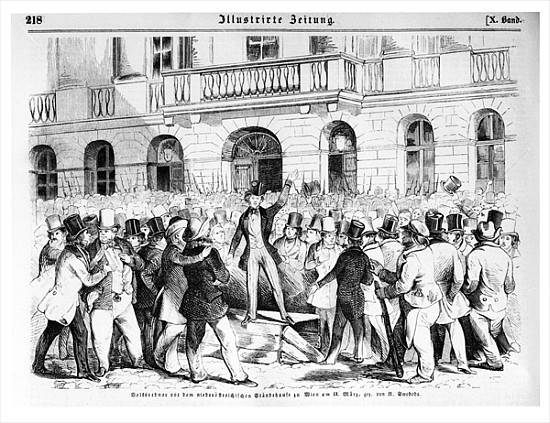 Revolt in Vienna on 30th March 1848, illustration from ''Illustrierte Zeitung'' von German School