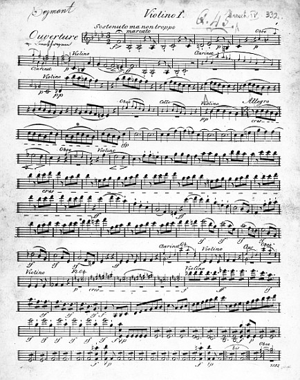 Sheet Music for the Overture to ''Egmont'' Ludwig van Beethoven, written between 1809-10 von German School