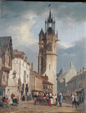 French Town Scene with a Bell Tower
