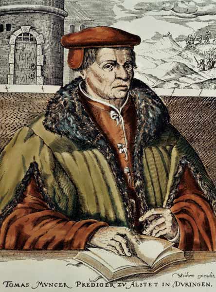 Thomas Muntzer, c.1600 (hand coloured woodcut) von German School