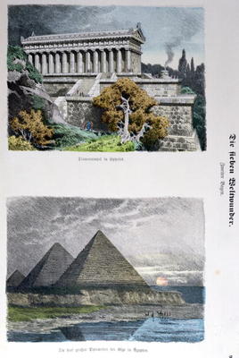 Temple of Diana at Ephesus and the Pyramids of Giza, from a series of the 'Seven Wonders of the Worl von German School, (19th century)