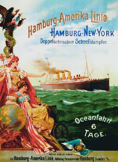 Poster advertising the Hamburg American Line 1897