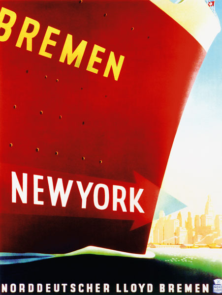 'New York', poster advertising the North German Lloyd Line von German School, (20th century)